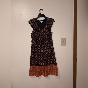 DR2 Black and Orange Geometric Mini Dress